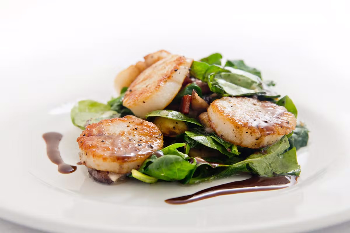 Seared scallops dish at The Rail Stop Restaurant